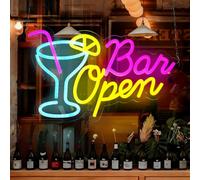 panthem LED Neon Open Sign, 16.5"x 9" Dimmable Ultra Bright es! WE are Open Signs for Business, 5V USB Light Up Signs for Business Window, Coffee Shops, Stores, Restaurants Bars Hotel (Bar Open)