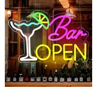 panthem LED Neon Open Sign, 16.5"x 9" Dimmable Ultra Bright es! WE are Open Signs for Business, 5V USB Light Up Signs for Business Window, Coffee Shops, Stores, Restaurants Bars Hotel (OPEN BAR)