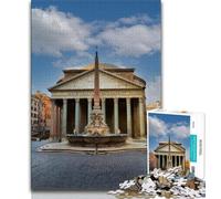 Pantheon Rome Italy Poster Jigsaw Puzzles for Adults 1000 Pieces,Challenging To Complete But Fun And Humorous with Matching Poster And Trivia Sheet 50x75cm