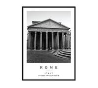 Pantheon Travel Print Rome Wall art Black and white Poster A4 Print only 21 X 29.7cm (8.3x11.7inch)