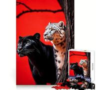 Panther And Snow Leopard Jigsaw Puzzle for Teenagers 1000 Pieces Memory Gain Calm Relax Design Assembly Classic Gift (38x26cm)