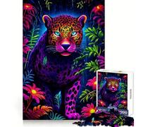 Panther Animal Neon 1000 Pieces Jigsaw Puzzles for Teenagers Improve Recall Quiet Hobby Exact Edge Birthday Gift (38x52cm)