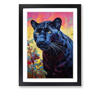 Panther Colour Field No.2 Framed Print | A2 Black Framed Wall Art | Ready to Hang | Modern Animal Picture | Living Room Bedroom Lounge Office
