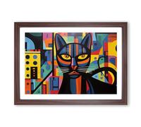 Panther Constructivism No.3 Framed Print | A2 Walnut Framed Wall Art | Ready to Hang | Modern Animal Picture | Living Room Bedroom Lounge Office