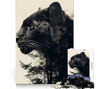 Panther Double Exposure 1000 Piece Jigsaw Puzzles for Adults Jigsaw Brain Skill Warm Time Exact Edge (38x52cm)