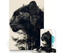 Panther Double Exposure 1000 Piece Jigsaw Puzzles for Adults Teenagers Brain Play Peaceful Fun Sharp Edge Memorable Gift (38x26cm)