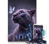 Panther Double Exposure 1000 Piece Jigsaw Puzzles for Adults Teenagers Mind Puzzle Stress Free Art Assembly Thoughtful Gift (38x26cm)