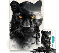 Panther Double Exposure 1000 Piece Jigsaw Puzzles for Teenagers Jigsaw Mind Puzzle Tension Relief Art Assembly Premium Gift (50x75cm)