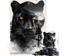 Panther Double Exposure 1000 Piece Jigsaw Puzzles for Teenagers Jigsaw Mind Puzzle Tension Relief Art Assembly Premium Gift (50x75cm)