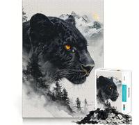 Panther Double Exposure 1000 Pieces Jigsaw Puzzles for Adults Strong Logic Toy Relaxing Fun Clear Edge Memorable Gift (38x26cm)