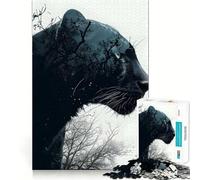 Panther Double Exposure 1000 Pieces Jigsaw Puzzles for Teenagers Improve Recall Quiet Hobby Exact Edge Birthday Gift (38x52cm)