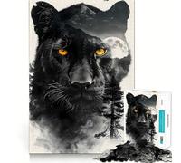 Panther Double Exposure Adult Jigsaw Puzzles1000 Pieces Mind Exercise Toy Tension Relief Design Assembly Lovely Present (38x52cm)