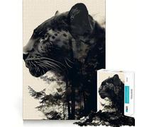 Panther Double Exposure Adults Puzzles 1000 Piece Jigsaws Strengthen Recall Relaxing Fun Quality Edge Festival Gift (50x75cm)