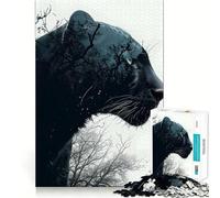 Panther Double Exposure Jigsaw Puzzle for Teenagers 1000 Pieces Memory Gain Calm Relax Design Assembly Classic Gift (50x75cm)