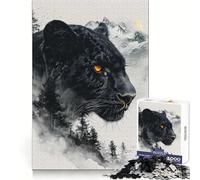Panther Double Exposure Jigsaw Puzzles for Adults 1000 Pieces Logic Sense Toy Relaxing Fun Smooth Edge (38x52cm)