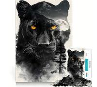 Panther Double Exposure Jigsaw Puzzles for Adults1000 Piece Mind Exercise Toy Indoor Fun Precision Cut (38x26cm)