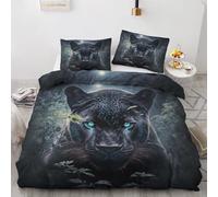 Panther Duvet Cover King Size - Boys Wild Animal Bedding Set & Bedroom Decor, Reversible Quilt Cover and Pillowcases, Soft Brushed Microfiber Easy Care Bed Set with Zipper Closure V&-1870