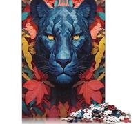 Panther Flower Portrait 1 Puzzles 1000 Pieces Wooden Puzzles for Adults & Teenager Learning Educational Toys 1000pcs (75x50cm)