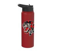 Panther Head Heart Kisses Traditional Tattoo Flash Stainless Steel Insulated Water Bottle