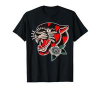 Panther Head Heart Kisses Traditional Tattoo Flash Value Graphic T-Shirt