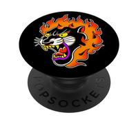 Panther Head on Fire Black Panther Traditional Tattoo Flash PopSockets Adhesive PopGrip