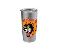 Panther Head on Fire Black Panther Traditional Tattoo Flash Stainless Steel Insulated Tumbler