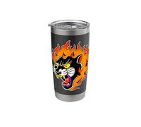 Panther Head on Fire Black Panther Traditional Tattoo Flash Stainless Steel Insulated Tumbler