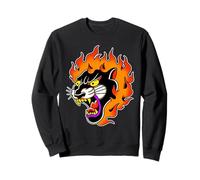 Panther Head on Fire Black Panther Traditional Tattoo Flash Sweatshirt
