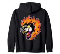 Panther Head on Fire Black Panther Traditional Tattoo Flash Zip Hoodie