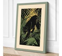 Panther in Jungle Boho Canvas Wall Art Print 18x12 Inch