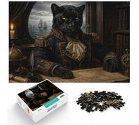 Panther in Military Uniform Portrait Jigsaw Puzzle for Adults, 1000 Piece | For a festive gift with screen-free appeal, this adult jigsaw puzzle with 1000 pieces fits long December evenings.