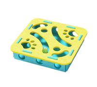 Panther Interactive Cat Puzzle Toy, Mental Stimulation Box With 3 Balls, Interactive Cat Puzzle Toy, Felt Maze Game Box for Indoor Kitten Scratching Training Enrichment Exercise Hunting Play (Yellow)