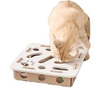 Panther Interactive Cat Puzzle Toy, Mental Stimulation Box With 3 Balls, Interactive Cat Puzzle Toy, Felt Maze Game Box for Indoor Kitten Scratching Training Enrichment Exercise Hunting Play (White)