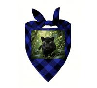 Panther Jungle Dog Bandana Plaid Triangle Pets Scarf | Funny Dog Neckwear Washable Triangle Bibs Kerchief Pet Costume Accessories for Small Medium Large Dogs Cats Birthday Gift