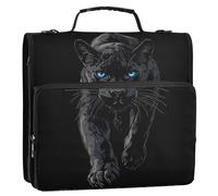 Panther Leopard Print Black 1 1/2 Inch 3 Ring Binders D Ring Binder Zipper Organizer School Binders Bag with Shoulder Strap Professional Portfolio & Case Ring Folder Holder