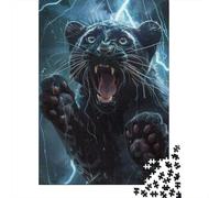 Panther Lightning 1000 Piece Jigsaw Puzzle for Adults, 38x26cm/1000pcs, January Puzzle Activity, Relaxing Home Time And A Fresh Start