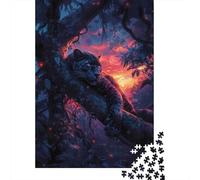 Panther Lying Tree Sunset 1000 Piece Jigsaw Puzzle, 70x50cm/1000pcs, for Adults, Screen-Free Leisure, Weekend Downtime And Puzzle Lovers
