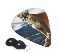 Panther Mountain Lion 6 Pack Guitar Picks With Holder, Personalized Guitar Plectrums Non-Slip Portable Ukulele Bass Picks 0.46mm For Acoustic Guitar Lovers Gifts
