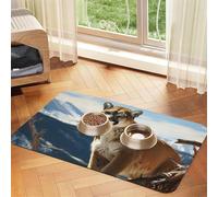 Panther Mountain Lion Pet Feeding Mat Absorbent Pu Leather Dog Cat Food Mats Contain Spills Protects Floors, Anti-Slip Rubber Backing Dog Bowl Mats Easy Clean Pet Placemats 30x45cm