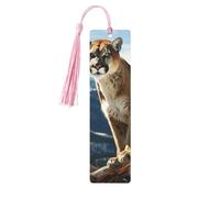 Panther Mountain Lion Wooden Bookmarks 5pcs with Pink Tassels Handmade Double-Sided Printed Book Marks Page Markers Book Accessories Gift for Book Lovers Women Men