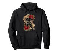 Panther Neo Traditional Tattoo Art Floral Peony Flash Pullover Hoodie