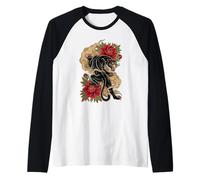Panther Neo Traditional Tattoo Art Floral Peony Flash Raglan Baseball Tee