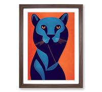 Panther Painting Avant Garde Framed Print | A2 Walnut Framed Wall Art | Ready to Hang | Modern Animal Picture | Living Room Bedroom Lounge Office