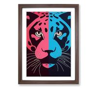 Panther Painting Conceptual Art Framed Print | A2 Walnut Framed Wall Art | Ready to Hang | Modern Animal Picture | Living Room Bedroom Lounge Office