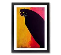 Panther Painting Expressionism Framed Print | A2 Black Framed Wall Art | Ready to Hang | Eclectic Animal Picture | Living Room Bedroom Lounge Office