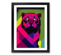 Panther Painting Pop Art Vol.2 Framed Print | A2 Black Framed Wall Art | Ready to Hang | Pop Art Animal Picture | Living Room Bedroom Lounge Office