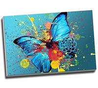 Panther Print Abstract Butterfly Canvas Art Print, Large A1 30 X 20 Inches (76.2Cm X 50.8Cm), Framed, Ready to Hang