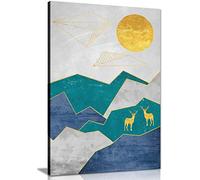 Panther Print Abstract Moon Cloud Colour Framed Canvas Home Artwork Decoration Nordic Style Wall Art for Living Room, Bedroom (18x12in)