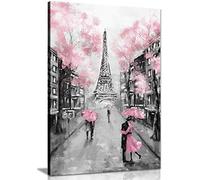 Panther Print, Canvas Wall Art, Framed Prints for Living Room and Bedroom, Pink, Black & White Paris Pictures for Wall, Print for Special Occasions (12x8 Inch)