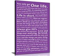 Panther Print, Canvas Wall Art, Pictures for Bedroom Walls, Framed Prints for Office and Hallway, Inspirational Quotes in Frames, Life Manifesto, Print for Special Occasions, Purple (12x8 Inch)
